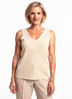 Pulover țesătură melanj fără mâneci bej GERRY WEBER femeie