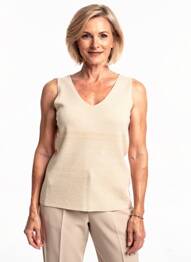 Pulover țesătură melanj fără mâneci bej GERRY WEBER femme