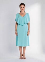 Rochie midi croială fluidă mâneci scurte albastru JOSEPH RIBKOFF femme