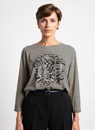 Tricou serigrafie mâneci 3/4 negru FRANK WALDER femme