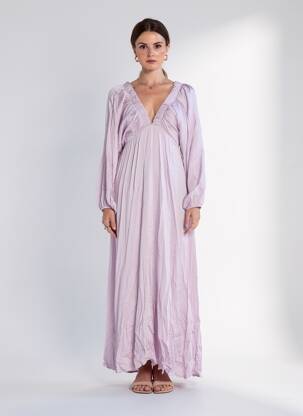 Rochie lungă mâneci lungi mâneci lungi violet LAUREN VIDAL femeie