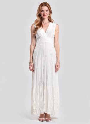 Rochie lungă fără mâneci fără mâneci alb LAUREN VIDAL femeie