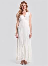Rochie lungă fără mâneci fără mâneci alb LAUREN VIDAL femeie