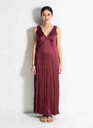Rochie lungă fără mâneci fără mâneci roșu LAUREN VIDAL femeie