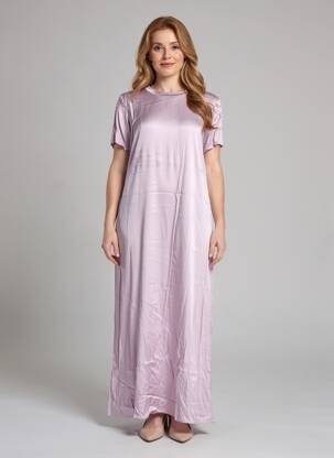 Rochie lungă mâneci scurte mâneci scurte violet LAUREN VIDAL femeie