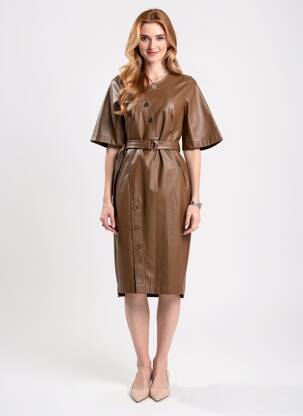 Rochie midi mâneci scurte mâneci scurte maro URBANCODE femeie