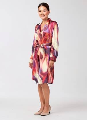 Rochie midi imprimeu fantezie mâneci lungi violet LAUREN VIDAL femeie