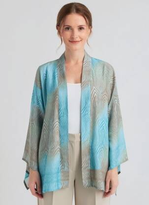Jachete kimono mâneci lungi albastru LAUREN VIDAL femeie