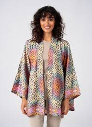 Jachete kimono mâneci lungi albastru LAUREN VIDAL femeie