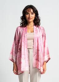Jachete kimono mâneci lungi roz LAUREN VIDAL femeie