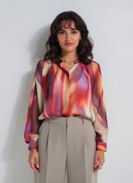 Cămașă imprimeu fantezie mâneci lungi roșu LAUREN VIDAL femeie