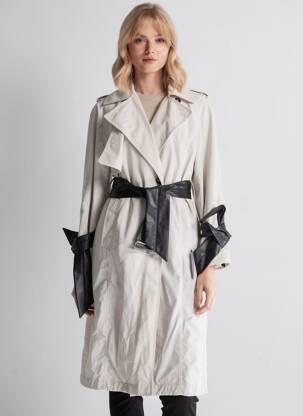Trench țesătură poplin fără glugă bej URBANCODE femeie
