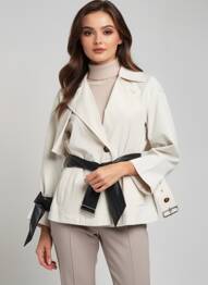 Trench țesătură poplin fără glugă bej URBANCODE femeie