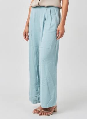 Pantalon larg țesătură crep talie înaltă verde LAUREN VIDAL femeie
