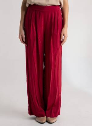 Pantalon larg croială fluidă talie înaltă roșu LAUREN VIDAL femeie