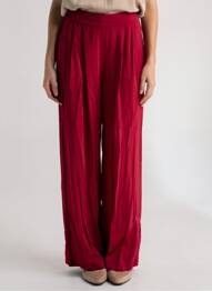Pantalon larg croială fluidă talie înaltă roșu LAUREN VIDAL femeie