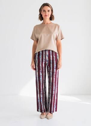 Pantalon 7/8 țesătură poplin mărime normală violet LAUREN VIDAL femeie