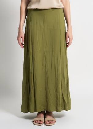 Fustă lungă croială fluidă verde LAUREN VIDAL femeie