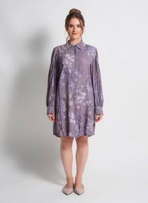 Rochie midi croială fluidă mâneci lungi albastru LAST QUEEN femeie
