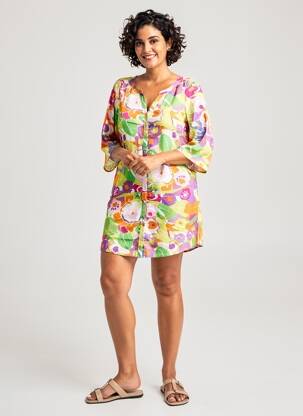 Rochie scurtă mâneci 3/4 mâneci 3/4 verde BARANDI femeie