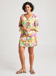 Rochie scurtă mâneci 3/4 mâneci 3/4 verde BARANDI femme