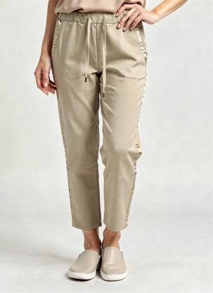 Pantalon 7/8 talie elastică bej VANILLA femeie