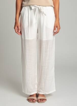 Pantalon drept talie elastică alb GOA femeie