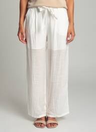 Pantalon drept talie elastică alb GOA femme