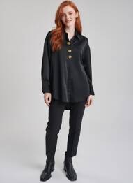 Tunică mâneci lungi guler de bluză negru BISOUS CONFITURE femeie