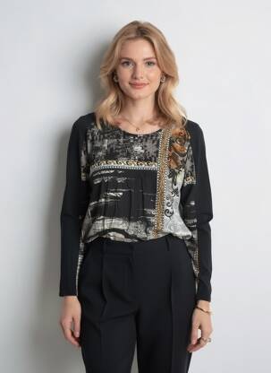 Tricou mâneci lungi mâneci lungi negru GERVA femeie