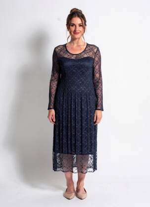 Rochie midi mâneci lungi mâneci lungi albastru LEO & UGO femeie