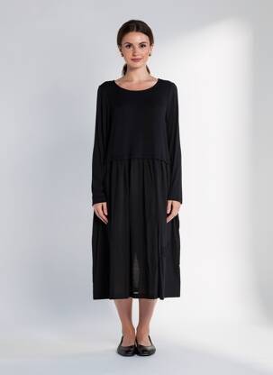 Rochie midi mâneci lungi mâneci lungi negru ORTO BOTANICO femeie