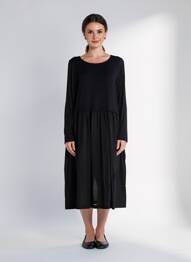 Rochie midi mâneci lungi mâneci lungi negru ORTO BOTANICO femme