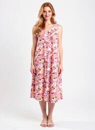 Rochie midi imprimeu floral fără mâneci roz AGATHE & LOUISE femme