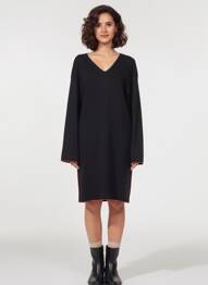Rochie pulover guler în v mâneci lungi negru LE PETIT BAIGNEUR femme