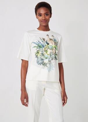 Tricou serigrafie cu strasuri mâneci scurte bej BETTY BARCLAY femeie