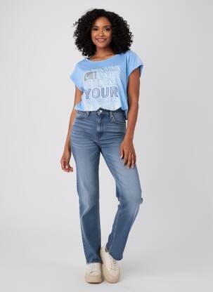 Tricou serigrafie cu strasuri mâneci scurte albastru BETTY BARCLAY femeie