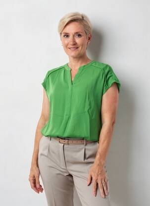 Bluză ușoară și transparentă mâneci scurte verde GERRY WEBER femeie