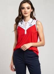 Polo broderie fără mâneci roșu DELAHAYE femme