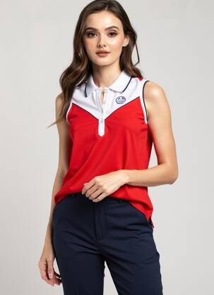 Polo broderie fără mâneci roșu DELAHAYE femme
