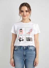 Top mâneci scurte mâneci scurte alb LEO & UGO femme