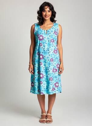 Rochie midi croială fluidă fără mâneci albastru AGATHE & LOUISE femeie
