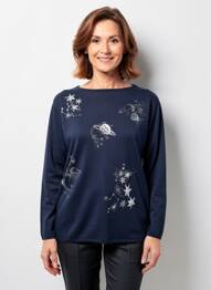 Pulover decolteu bărcuță mâneci lungi albastru GERRY WEBER femme