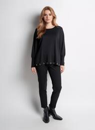 Pulover elasticitate mâneci lungi negru SAMOON femme
