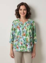 Cămașă imprimeu floral mâneci 3/4 verde AGATHE & LOUISE femme