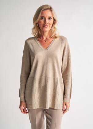 Pulover tunică mâneci lungi mâneci lungi bej PERSONA femeie