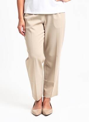 Pantalon drept talie elastică bej PERSONA femeie