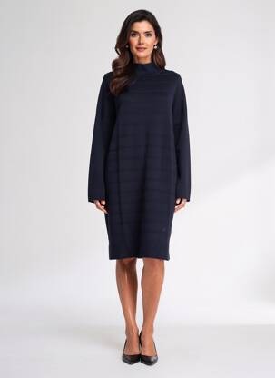Rochie pulover croială dreaptă mâneci lungi albastru MARINA RINALDI femeie