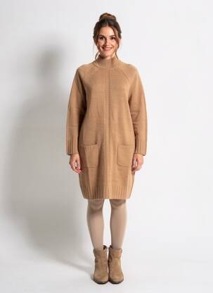 Rochie pulover croială dreaptă mâneci lungi maro GERARD DAREL femeie