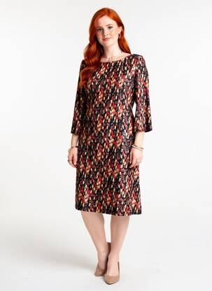 Rochie midi mâneci 3/4 mâneci 3/4 negru VEGAS femeie